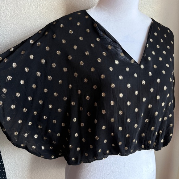 NWT Marea by Liz Joy Mary Top in Black Gold Dot M - Picture 3 of 7